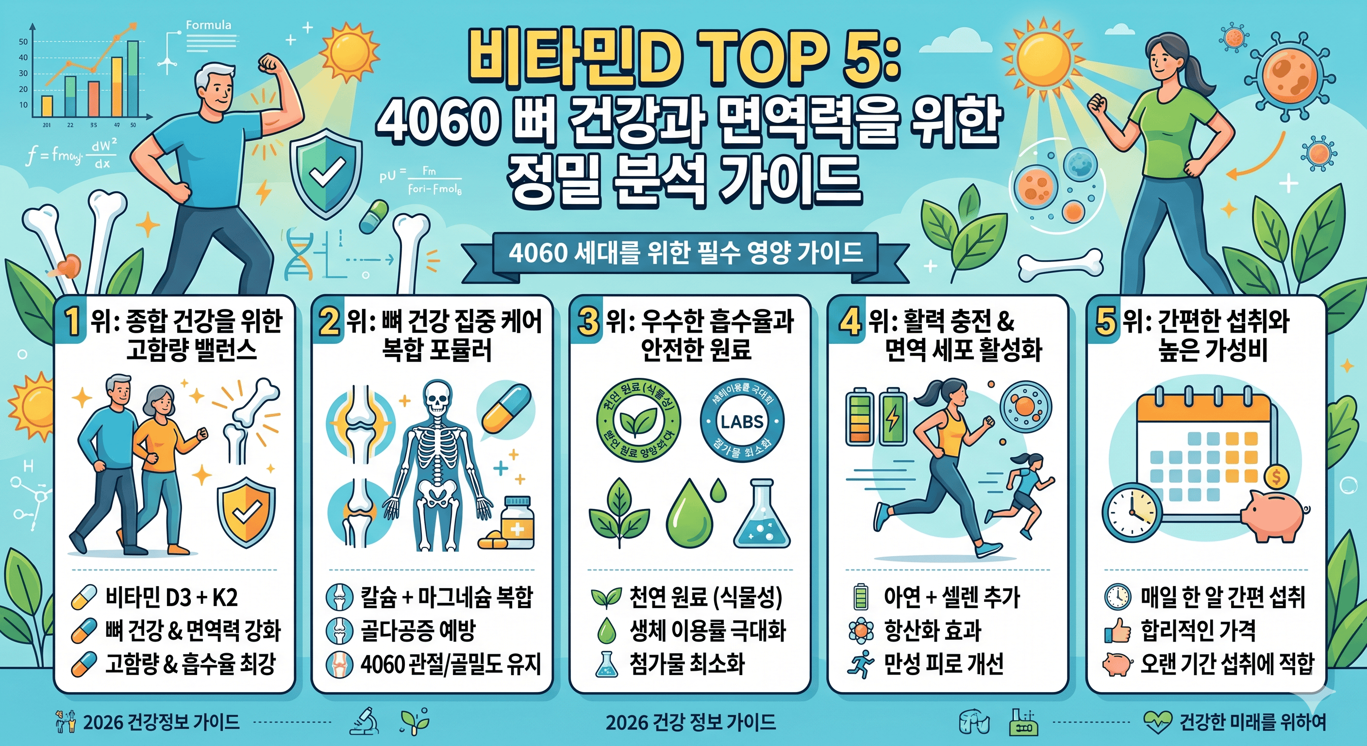 4060 뼈 건강과 면역력을 위한 비타민D 제품 비교