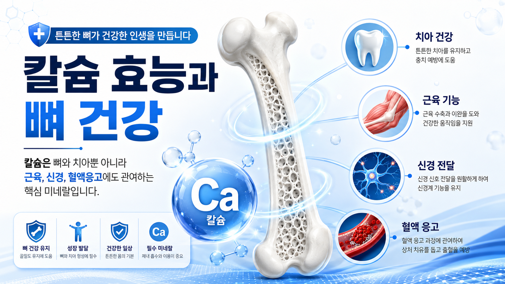 칼슘의 효능과 뼈 건강을 표현